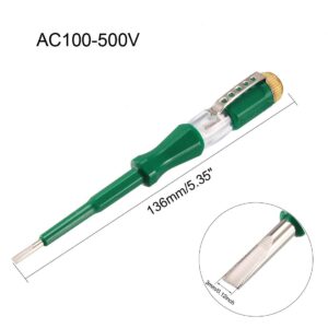 uxcell Voltage Tester AC 100-500V with 3mm Slotted Screwdriver with Clip for Circuit Test, Green, Pack of 2