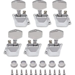 Metallor Semiclosed String Tuning Pegs Machine Heads Tuners 3L 3R Electric Acoustic Guitar parts Replacement Set of 6Pcs Chrome. (3L+3R)