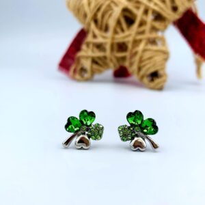 St Patrick's Day Earrings Women - St Patrick's Earrings - Shamrock Earring Silver (Silver Earrings)