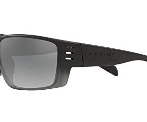 Native Eyewear Griz Polarized Rectangular Sunglasses, Smoke Fade/Silver Reflex, 66 mm