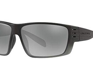 Native Eyewear Griz Polarized Rectangular Sunglasses, Smoke Fade/Silver Reflex, 66 mm