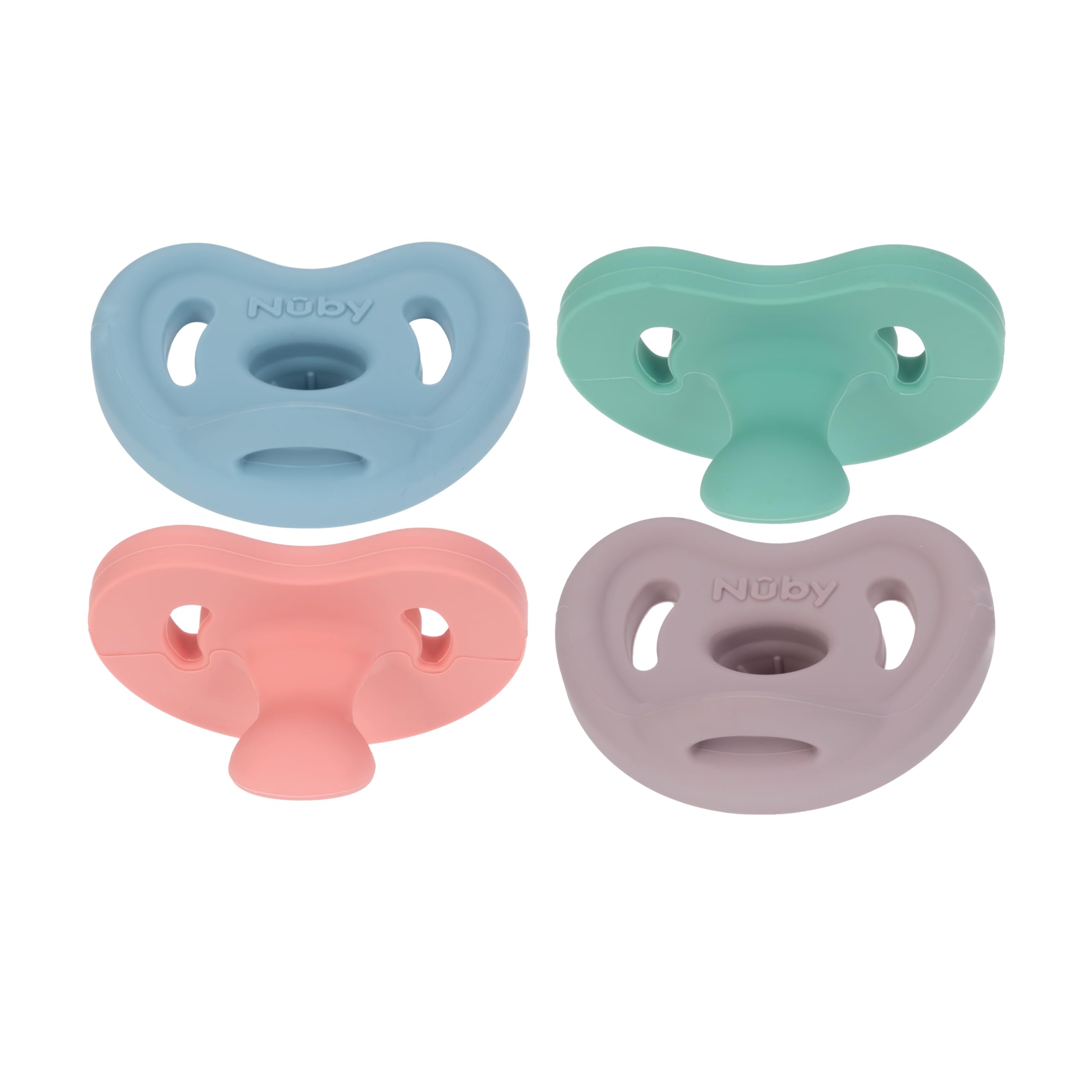 Nuby 100% Silicone Orthodontic Pacifiers 2pk, 0-6 Months