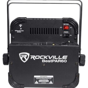 (2) Rockville Best PAR 60 Rechargeable Wash Lights w/Wireless DMX+RGBWA+UV+Bag