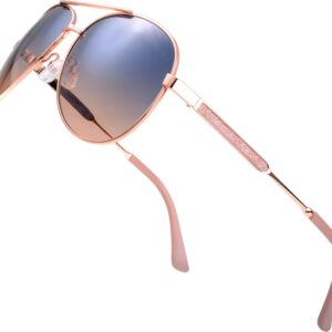 The Fresh Classic Crystal Elegant Women Beauty Design Sunglasses Gift Box (L164-Rose Gold, Blue/Coral)