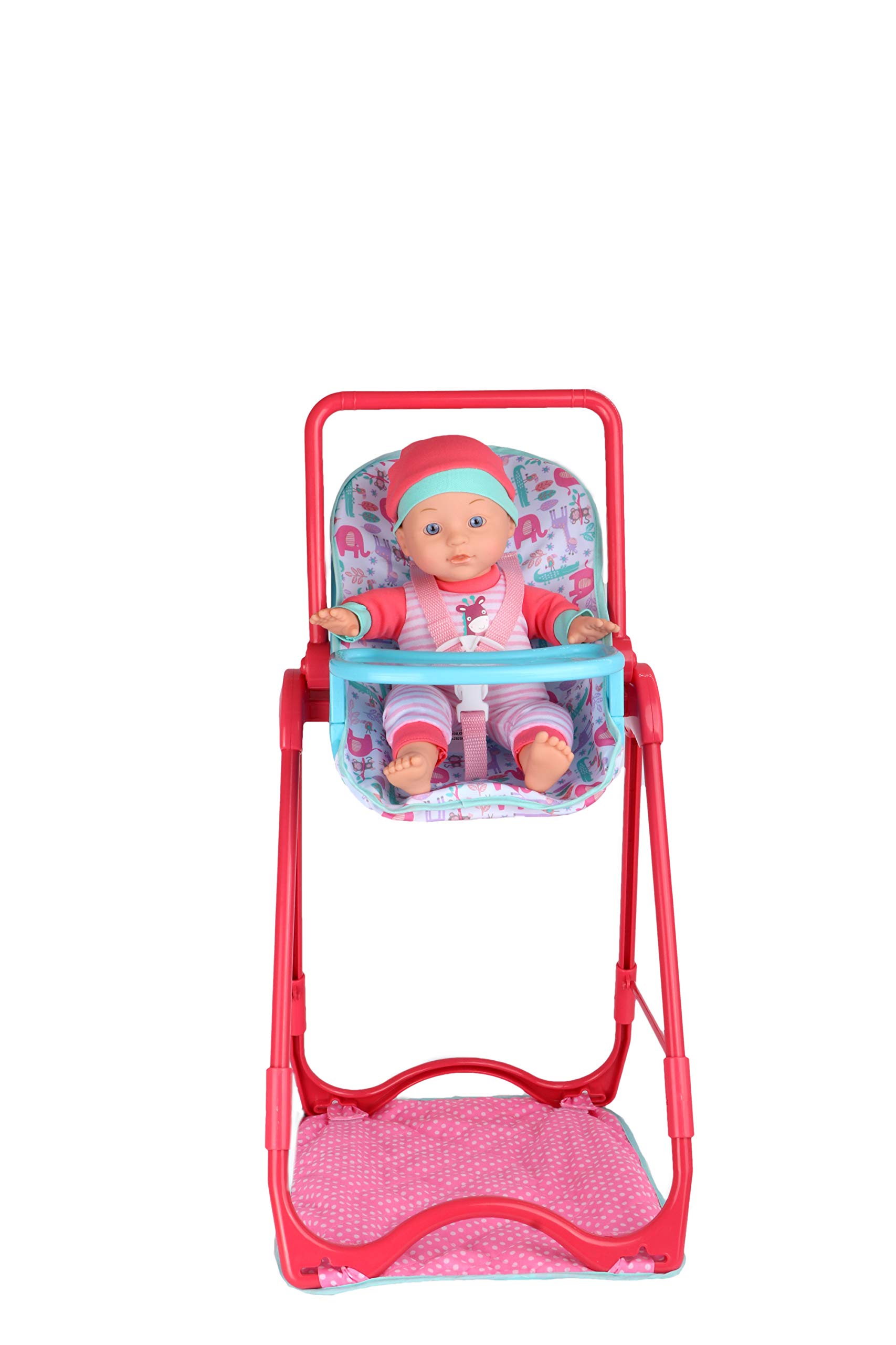 Dream Collection, Baby Doll 4-in-1 High Chair Play Set - Lifelike Baby Doll and Accessories for Realistic Pretend Play, Posable Soft Toy - 12”