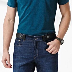 WERFORU No Buckle Elastic Belt for Men Stretch Buckle Free Belt for Jeans Pants 1.38 Inches Wide, Blue, Large(Pants Size 30-48 Inches)