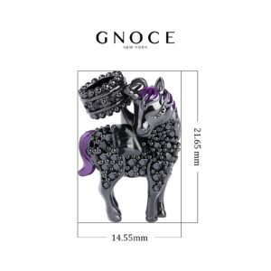 GNOCE Black Unicorn Pendant Charms 925 Sterling Silver Beads Locket fit for Bracelet/Necklace For Women Wife