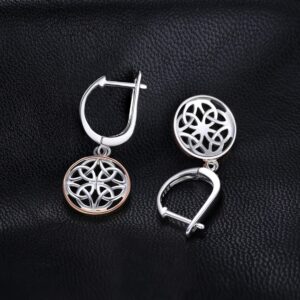 JewelryPalace Irish Celtic Knot Dangle Earrings, 14k Rose Gold Plated 925 Sterling Silver Hoop Earrings for Women, Love Drop Earrings for Women, Huggie Earrings for Women, Earring Sets Hoops Jewelry