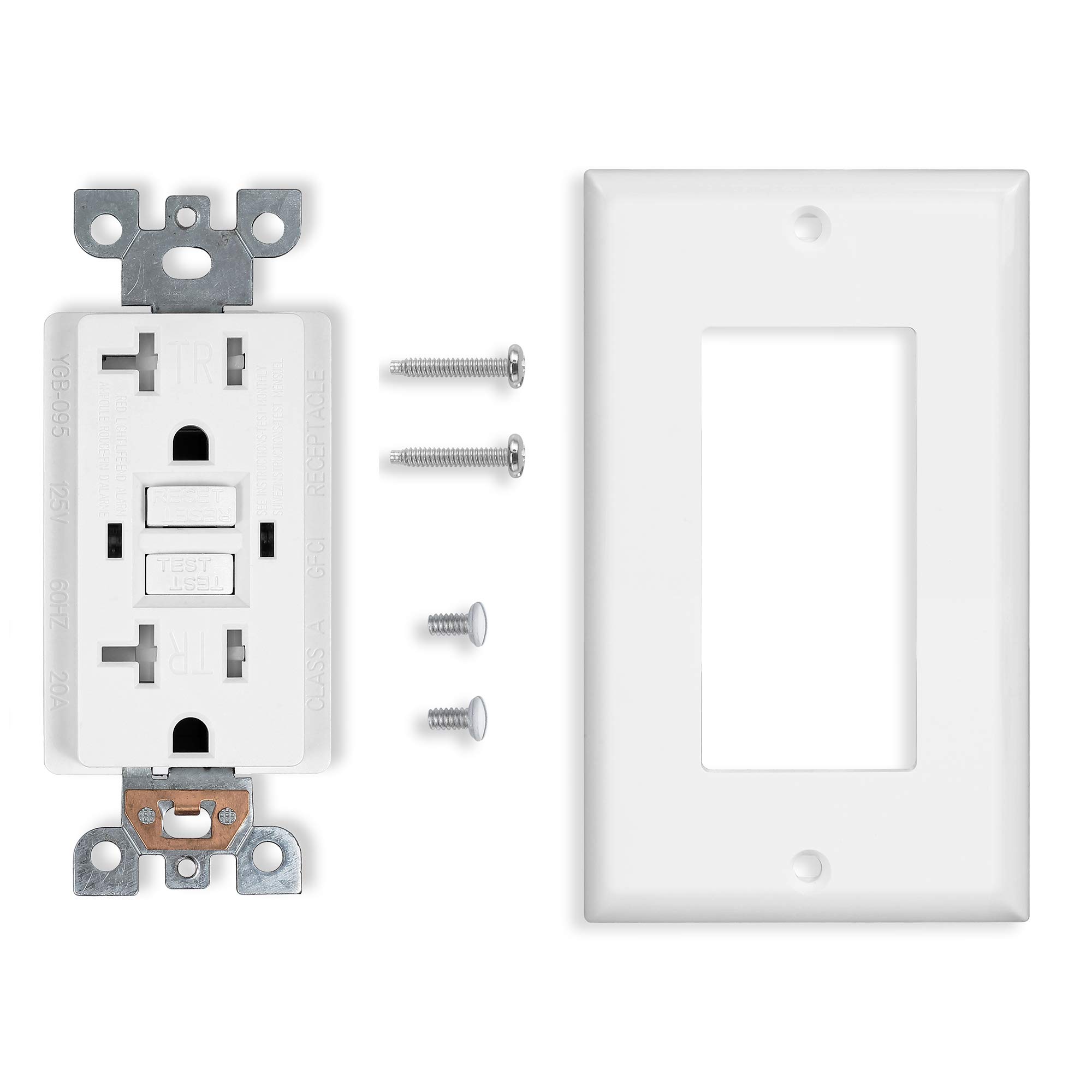 Everelectrix 10 Pack GFCI White Outlet Receptacle, Tamper Resistant GFCI Outlet 20 Amp/125-Volt, Self-Test Function with LED Indicator 20 Amp GFCI Outlets, UL/cUL Listed, Wall Plate Screws Included