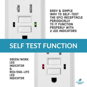 Everelectrix 10 Pack GFCI White Outlet Receptacle, Tamper Resistant GFCI Outlet 20 Amp/125-Volt, Self-Test Function with LED Indicator 20 Amp GFCI Outlets, UL/cUL Listed, Wall Plate Screws Included