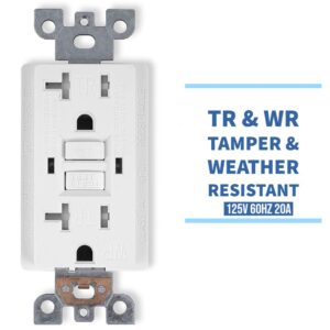 GFCI Duplex Outlet Receptacle, Tamper Resistant & Weather Resistant 20-Amp/125-Volt, Self-Test Function with LED Indicator, UL Listed, cUL Listed, Wall Plate and Screws Included, 10 Pack