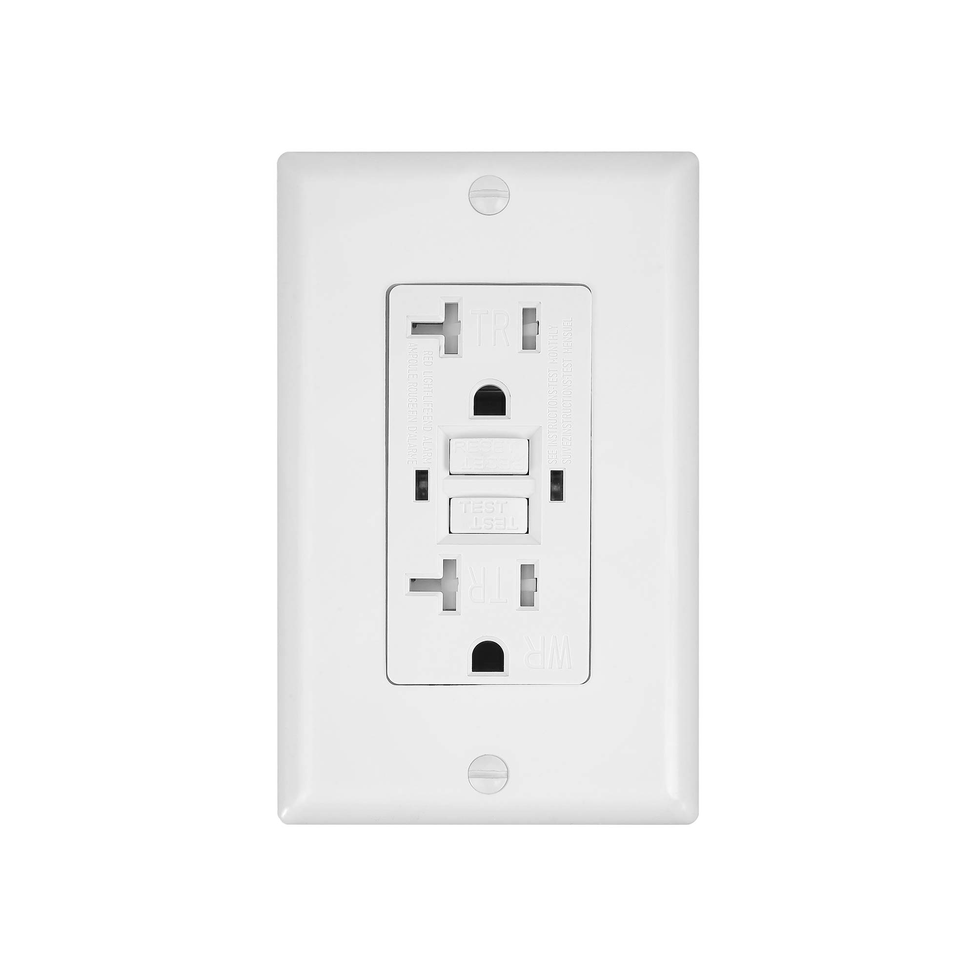 GFCI Duplex Outlet Receptacle, Tamper Resistant & Weather Resistant 20-Amp/125-Volt, Self-Test Function with LED Indicator, UL Listed, cUL Listed, Wall Plate and Screws Included, 10 Pack