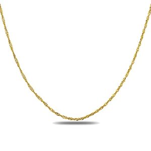 PORI JEWELERS 18K Gold 1.8MM Singapore Chain Necklace- Available in Yellow, White or Rose -14"-30" (Yellow, 24)