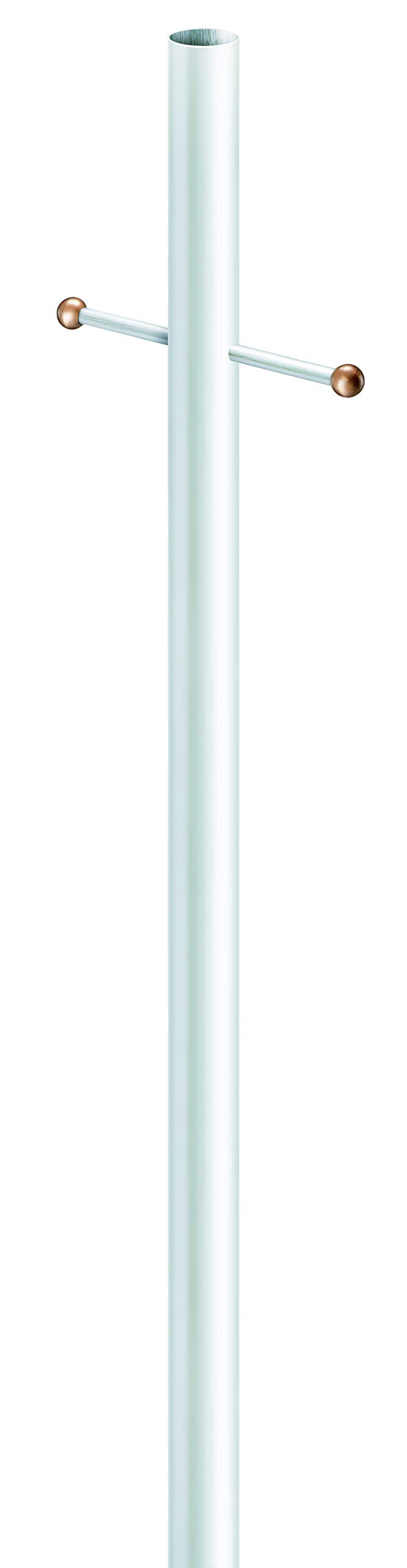 Solus SP7-WH 7' Outdoor Direct Burial Lamp Post with Cross Arm, Fits Most Standard 3" Post Top Fixtures, Includes Inlet Hole, Easy to Install, Corrosion & Weather Resistant, White