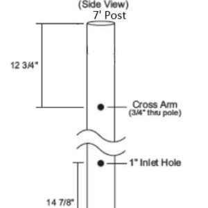 Solus SP7-WH 7' Outdoor Direct Burial Lamp Post with Cross Arm, Fits Most Standard 3" Post Top Fixtures, Includes Inlet Hole, Easy to Install, Corrosion & Weather Resistant, White