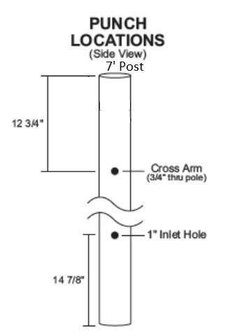 Solus SP7-WH 7' Outdoor Direct Burial Lamp Post with Cross Arm, Fits Most Standard 3" Post Top Fixtures, Includes Inlet Hole, Easy to Install, Corrosion & Weather Resistant, White