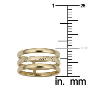 Kooljewelry 14k Yellow Gold 10 mm Diamond-cut Finish Triple Band Ring (size 9)