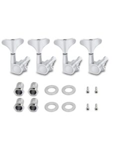 metallor guitar sealed tuners tuning pegs machine heads 4 in line for right hand 4 string bass guitar chrome.