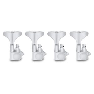 Metallor Guitar Sealed Tuners Tuning Pegs Machine Heads 4 In Line for Right Hand 4 String Bass Guitar Chrome.