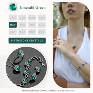 Leafael Necklaces for Women, Infinity Love Heart Pendant with Emerald Green Birthstone Crystal for May, Jewelry Gifts for Wife, Silver Plated 18 + 2 inch Chain, Graduation Birthday Gift for Wife Mom