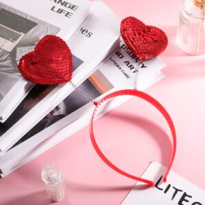 Lurrose Heart Headband Red Sequin Love-shaped Head Boppers Party Hair Accessoires for Holiday Festival