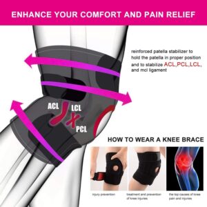 Estink Knee Support Brace, 1Pcs Adjustable Compression Knee Patellar Tendon Support Brace Sports Knee Protector for Men Women Meniscus Tear Arthritis Pain Injury Recovery Sports