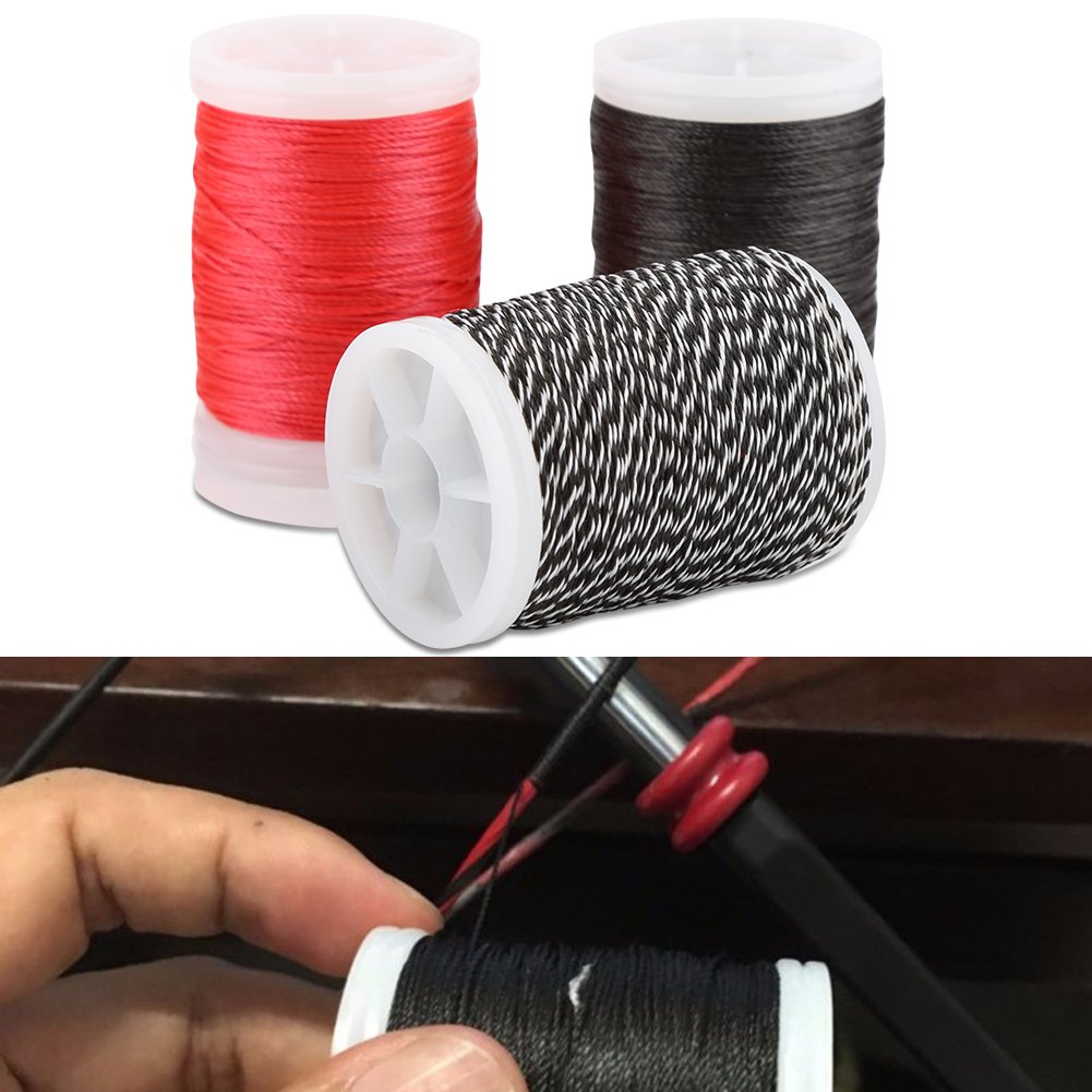 Empty Bow String On Spool,Bowstring Serving,Archery Serving Thread 120m Durable Nylon String Serving Thread for Bowstring Archery Supplies(Black+White)