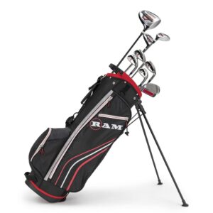 ram golf accubar golf clubs set - graphite shafted woods, steel shafted irons - mens right hand