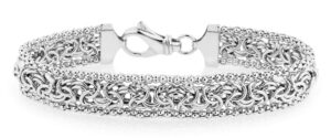 miabella italian 925 sterling silver byzantine beaded mesh link chain bracelet for women, 925 handmade in italy (length 7.00 inch (small))