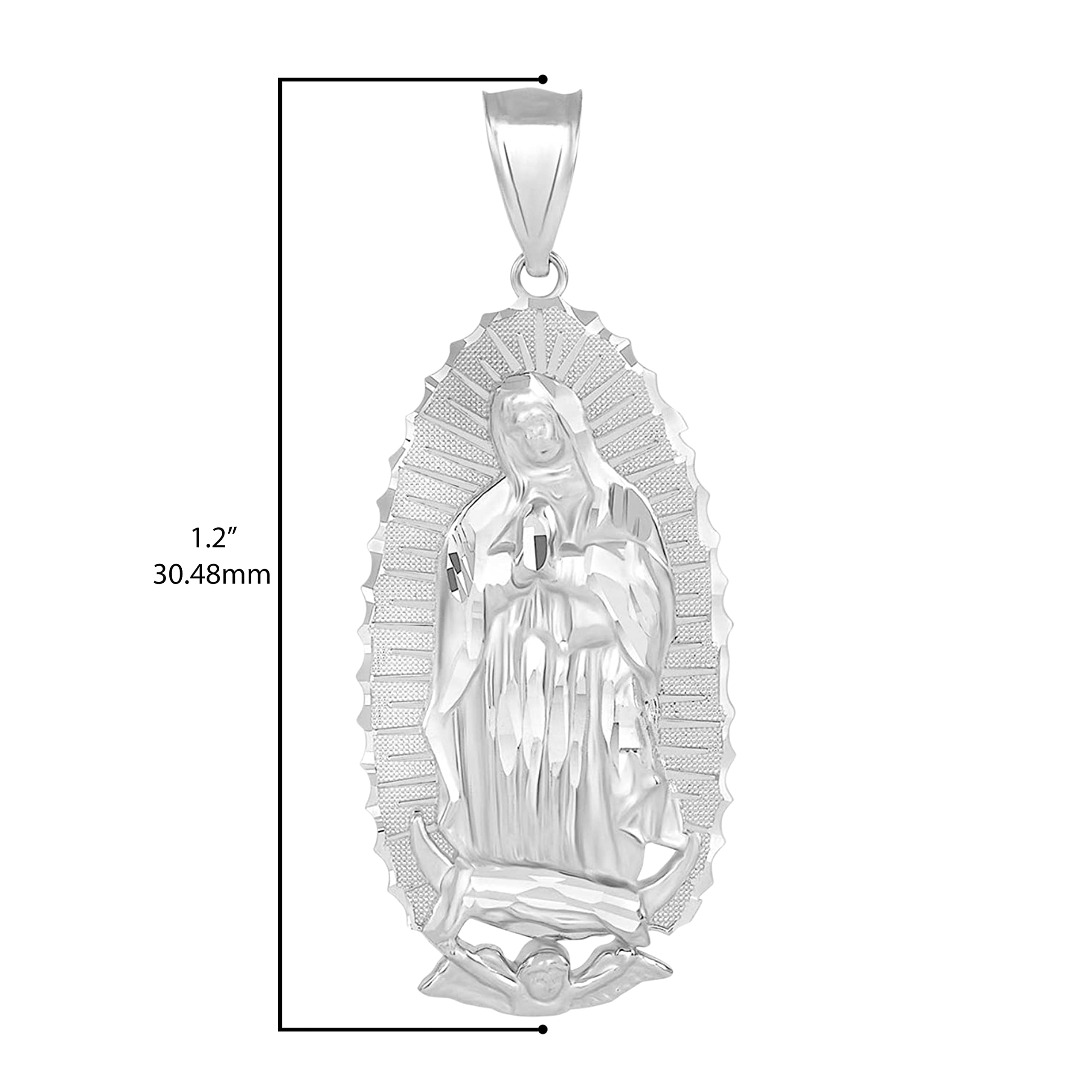 Claddagh Gold .925 Sterling Silver 1-1/5" Our Lady of Guadalupe Immaculate Conception Catholic Pendant