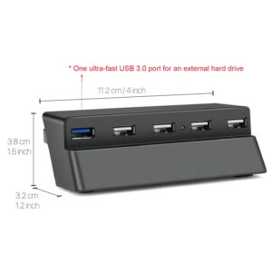 5 Port USB HUB for PS4 Slim Only, VSEER USB 3.0/2.0 High Speed Charger Controller Splitter Expander for PS4 Slim