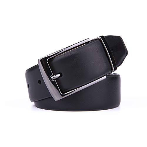 Axesoria Men's Vegan Reversible Belt Gunmetal Buckle Black/Tan 36/38