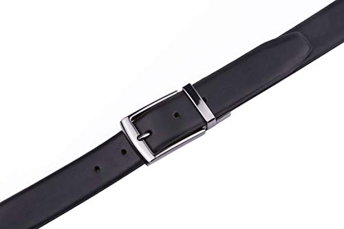 Axesoria Men's Vegan Reversible Belt Gunmetal Buckle Black/Tan 36/38