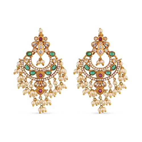 Tarinika Antique Gold Plated Ehimay Drop Earrings with Guttapusalu Design - Indian Earrings for Women | Perfect for Ethnic Occasions | Traditional South Indian Jewelry | 1 Year Warranty*