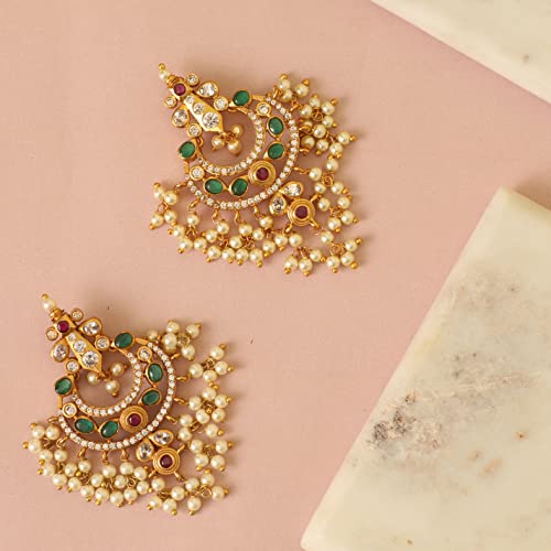 Tarinika Antique Gold Plated Ehimay Drop Earrings with Guttapusalu Design - Indian Earrings for Women | Perfect for Ethnic Occasions | Traditional South Indian Jewelry | 1 Year Warranty*