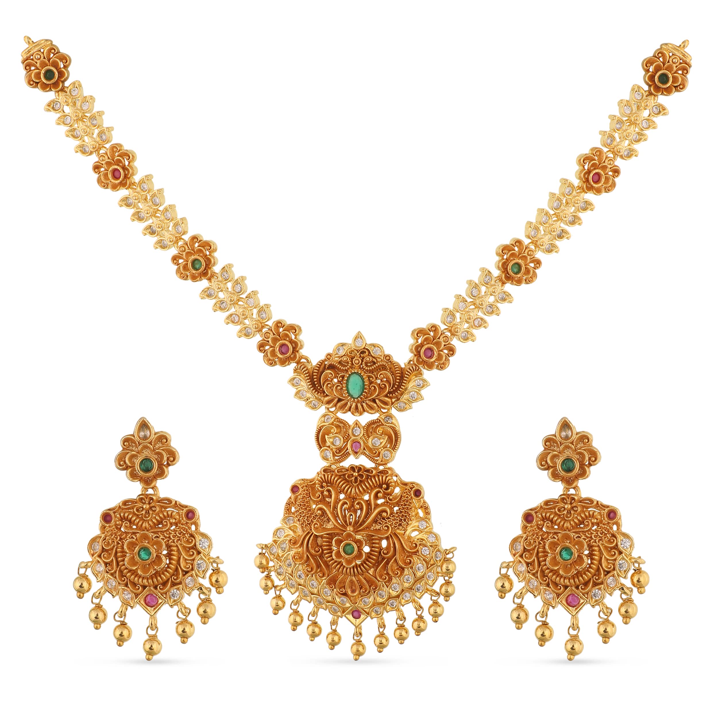 TARINIKA Dual Tone Arina Nakshatra CZ Short Necklace Set with Peacock Design - Indian Jewelry Sets for Women | Perfect for Ethnic Occasions | Traditional south Indian necklace | 1 Year Warranty*