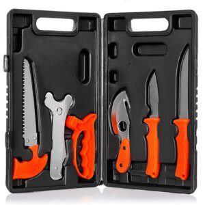 maxam field dressing kit, for hunters and fishermen, portable game processing kit in a durable case, 7-piece