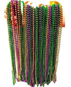 metallic beaded necklaces, mardi gras necklaces, festive necklace multi packs (144 piece pack)