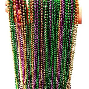 Metallic Beaded Necklaces, Mardi Gras Necklaces, Festive Necklace Multi Packs (144 Piece Pack)