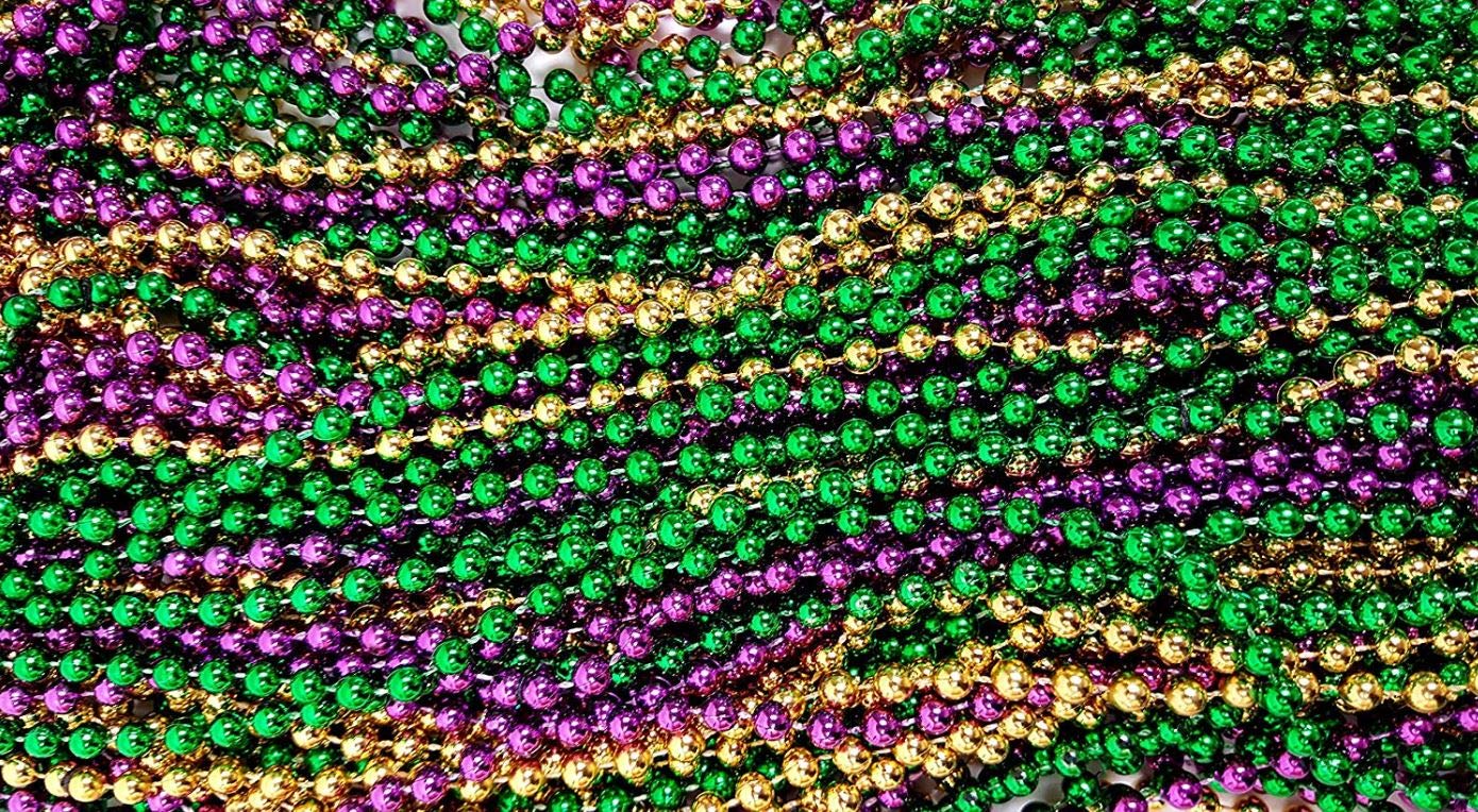 Metallic Beaded Necklaces, Mardi Gras Necklaces, Festive Necklace Multi Packs (144 Piece Pack)