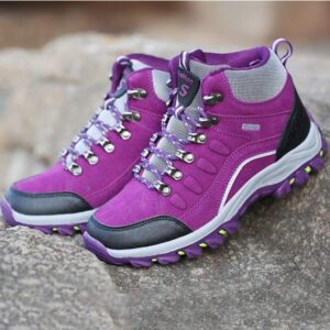 Women's Waterproof Hiking Boots Outdoor Running Trail Hiker High-top Non-Slip Casual Climbing Shoes Purple