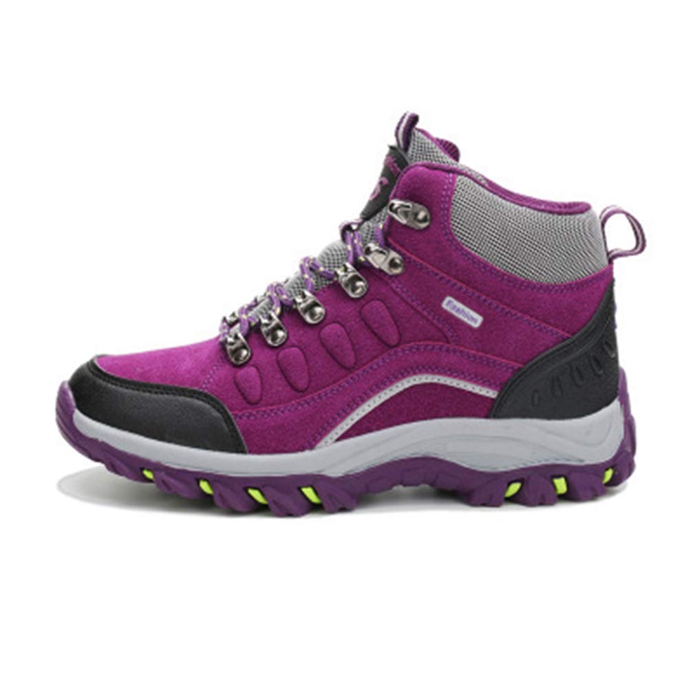 Women's Waterproof Hiking Boots Outdoor Running Trail Hiker High-top Non-Slip Casual Climbing Shoes Purple