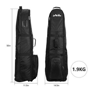 LONGCHAO Golf Travel Cover- Foldable Golf Bag Portable Golf Travel Bag with Wheel Lightweight Oxford Cloth (Black)