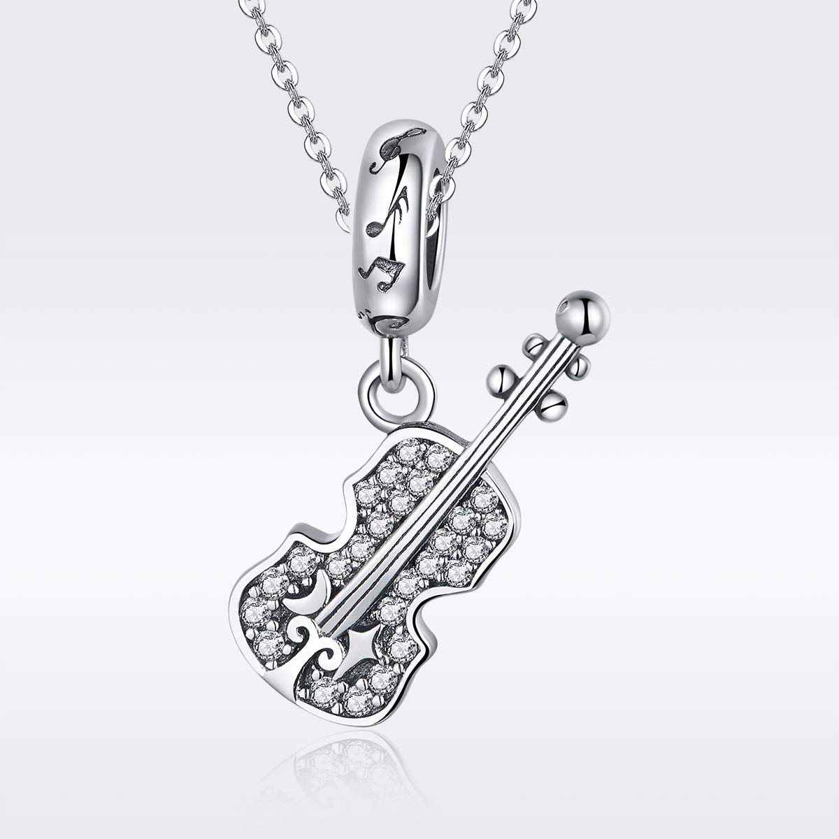 Fans of Violin Charms Beads 925 Sterling Silver Music Bead Vote Charm Fit Original Bracelet (Guitar Dangle)