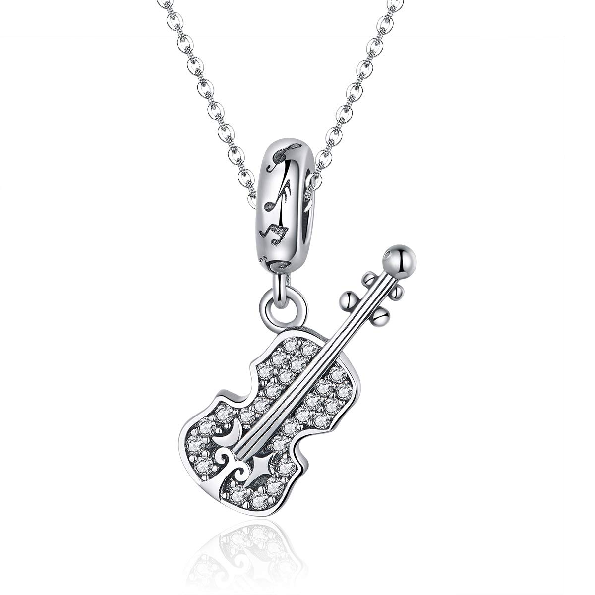 Fans of Violin Charms Beads 925 Sterling Silver Music Bead Vote Charm Fit Original Bracelet (Guitar Dangle)