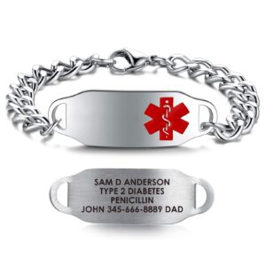 JF.JEWELRY Customized Medical Alert Bracelets for Women | Women's Stainless Steel Medical ID Bracelet | Allergy Medical Alert Bracelet | Free Engraving