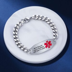 JF.JEWELRY Customized Medical Alert Bracelets for Women | Women's Stainless Steel Medical ID Bracelet | Allergy Medical Alert Bracelet | Free Engraving