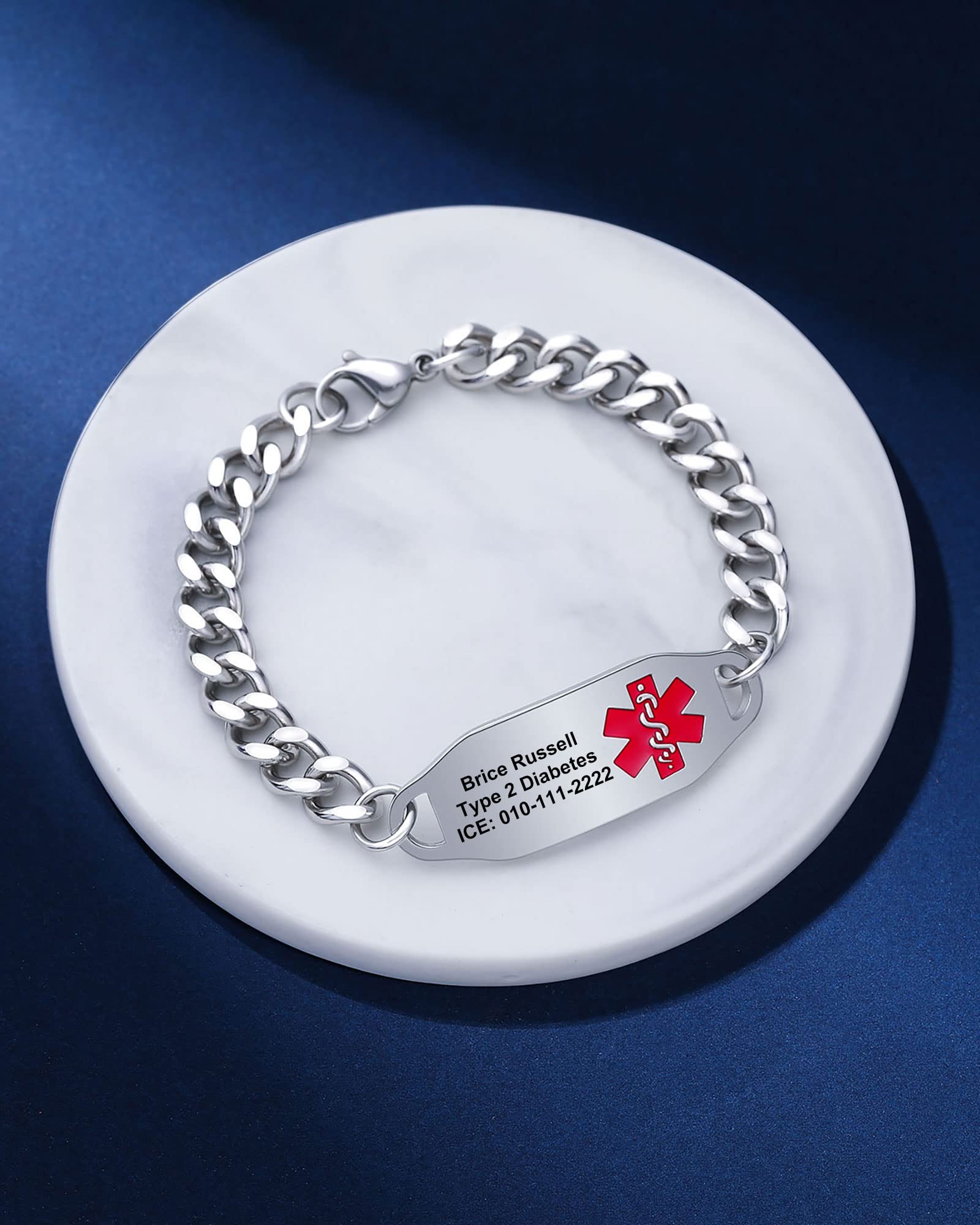 JF.JEWELRY Customized Medical Alert Bracelets for Women | Women's Stainless Steel Medical ID Bracelet | Allergy Medical Alert Bracelet | Free Engraving