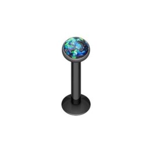 colorline opal glitter shower dome steel labret (16 ga, length: 10mm, ball: 4mm, black)