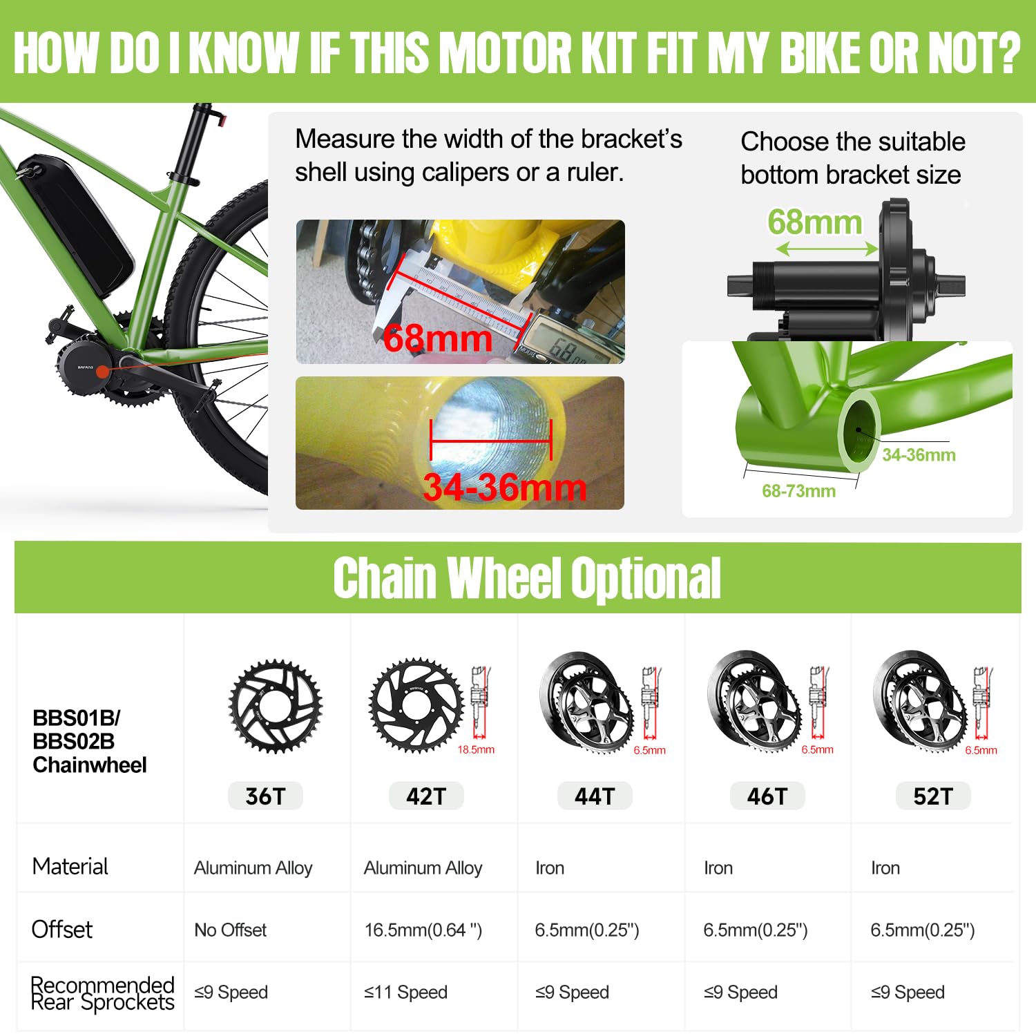 BAFANG BBS02B 48V 750W Mid Drive Kit E-Bike Conversion Motor Kit DIY Convert Normal Bike to Electric Bike Kit with 500C LCD Display